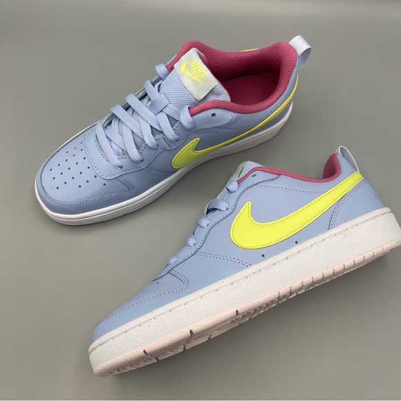 Nike Court Borough 2 Low -6.5Y Cobalt Bliss and Light Lemon Twist Women's Size 8 - Picture 6 of 14